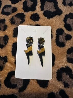 Black and Gold Geometric Dangle Earrings